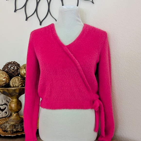 Macy's Sweaters - Macy's Vibrant Pink V-Neck Wrap Sweater